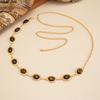 Vintage Smudge Resin Cat'S Eye Gemstone Waist Chain Female, Temperament Metal Chain Fringed Body Chain