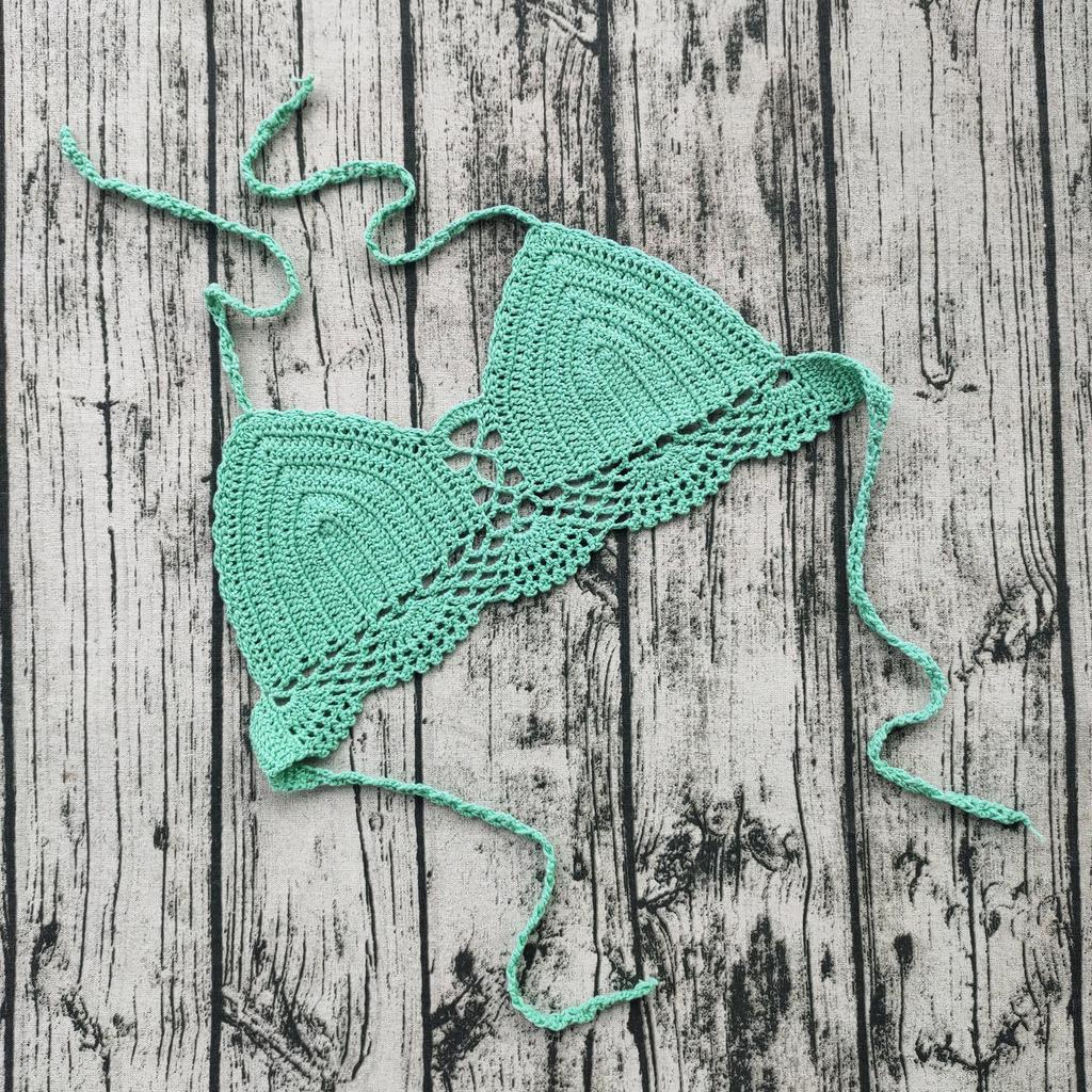 Böhmisches Häkel-Push-Up-Bikini-Oberteil - Handgemachter rückenfreier Badeanzug