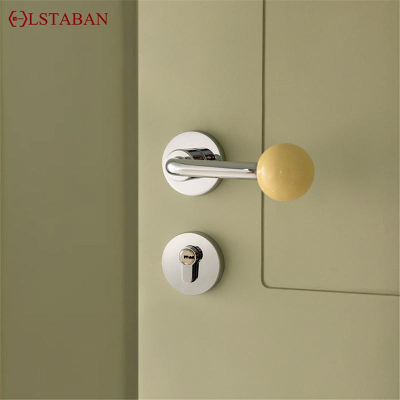 Zinc Alloy Door Lock Interesting Colorful Ceramic Ball Modern Simple Bedroom Silent Door Lock Indoor Wooden Door Handle