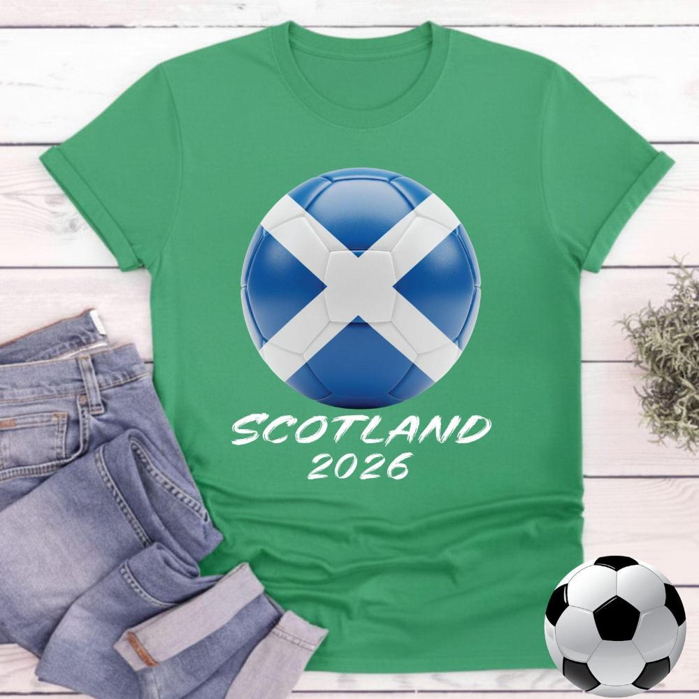 Scotland 2026 Flag Soccer Ball TShirt Soccer Part Supplies Tshirt Men Women Summer Casual Fashion Crewneck Cotton Tee Tops