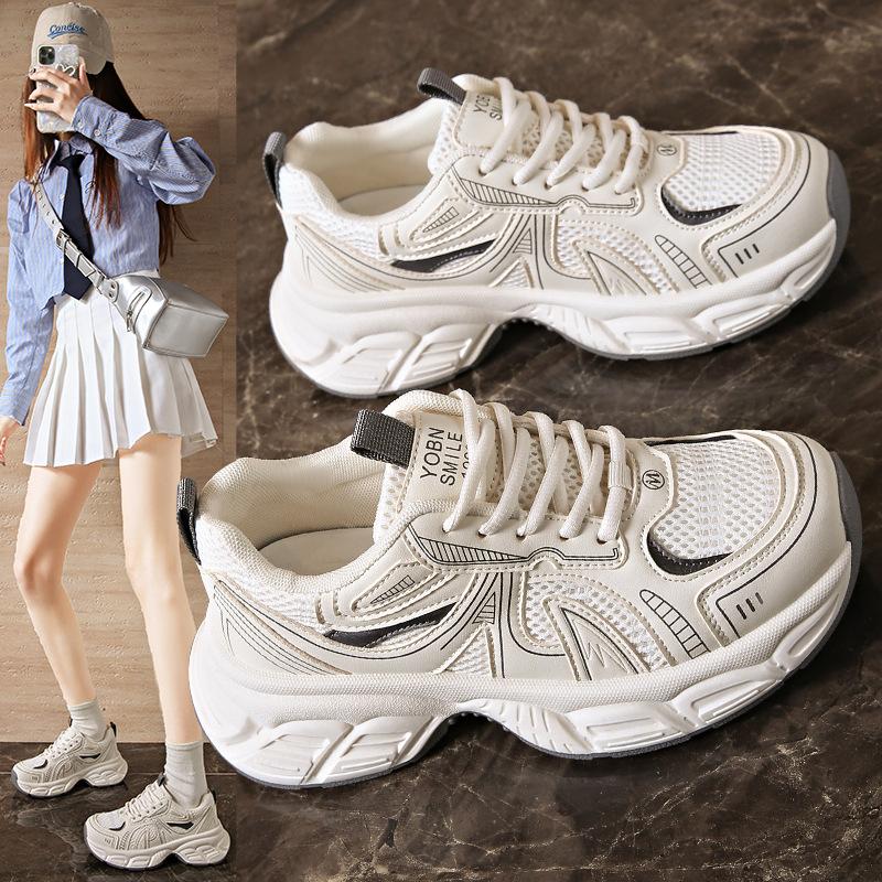 Women Chunky Running Sneakers Mesh Breathable Increased Internal Sports Jogging Casual Trainers Ladies Fitness Vulcanize Shoes