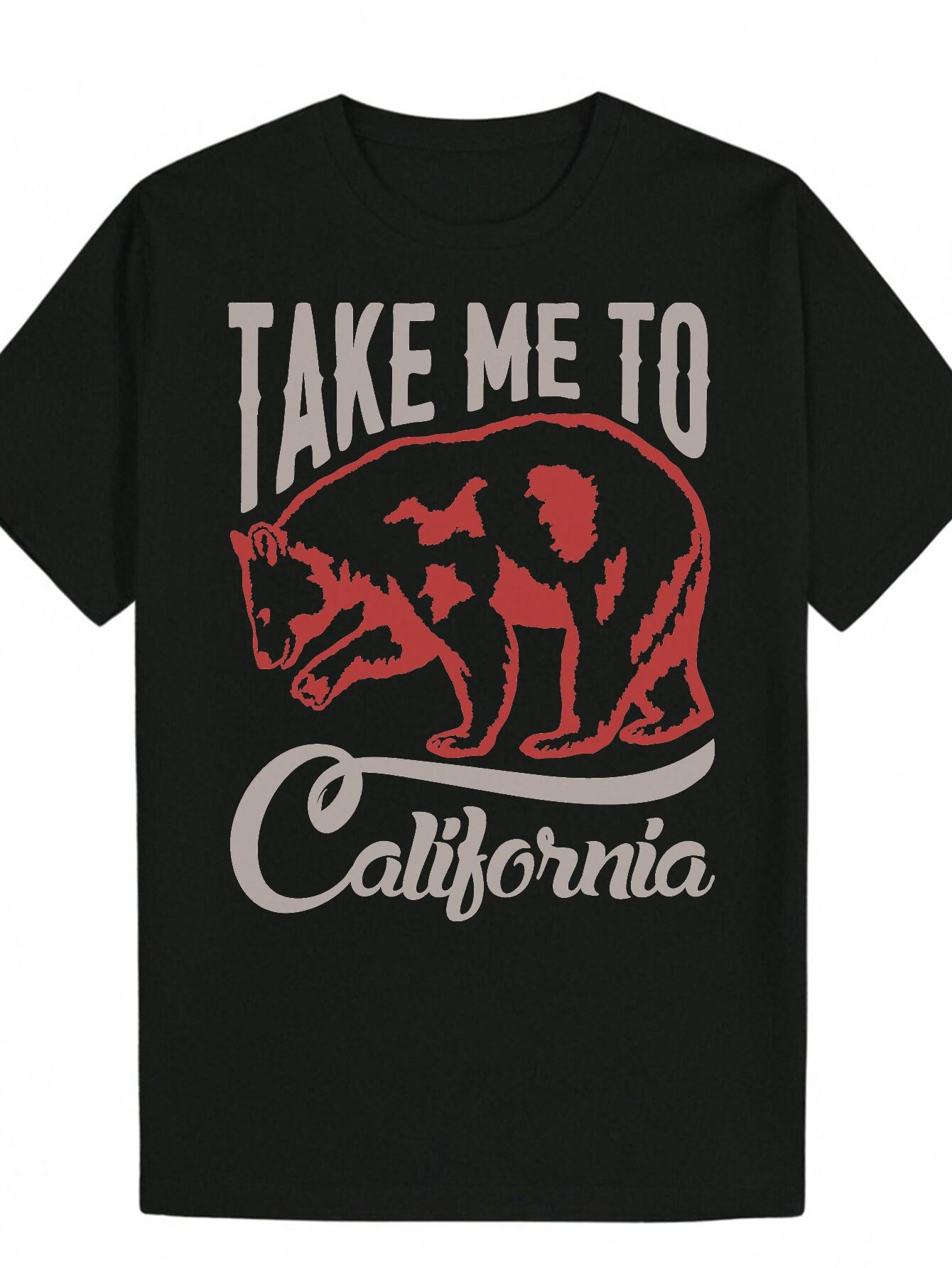 California Bear Graphic T-shirt - Take Me to California Design - Lightweight Breathable Polyester Shirt for Casual Summer Outfits XXXL