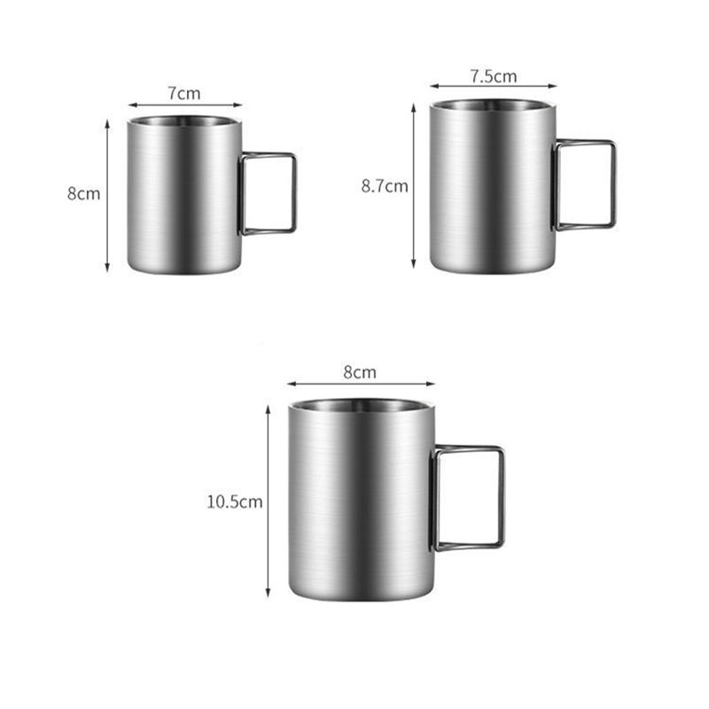 Kubek do kawy 200/300/400ml Stal nierdzewna Naczynia do napojów Podwójna ścianka Izolowany kubek Kubek podróżny Kubki do kawy do domu i biura z uchwytem