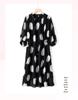 Summer Women's Short-Sleeved Chiffon Midi Dress with Meat-Print Design