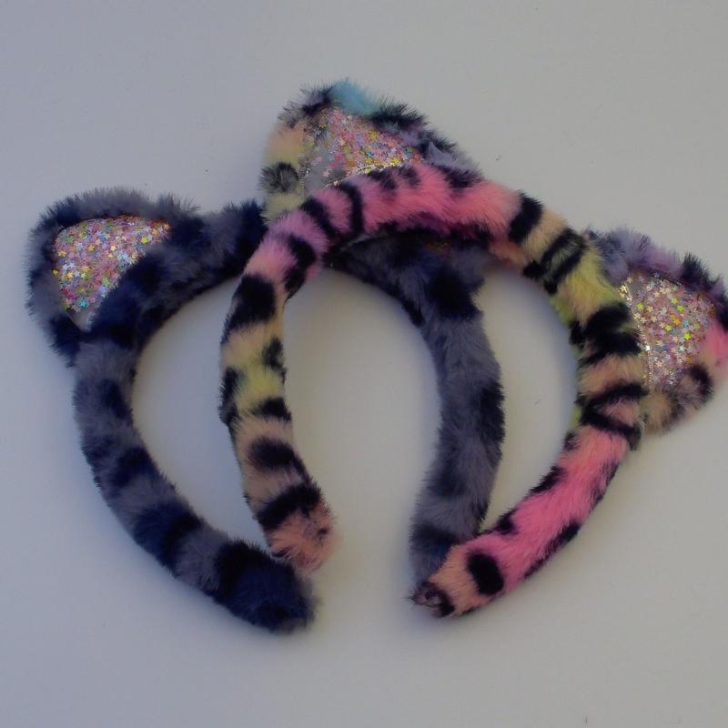 Leopards Print Hair Hoop Cats Ears Shape Headbands Halloween Cosplay Headpiece for Halloween Cosplay