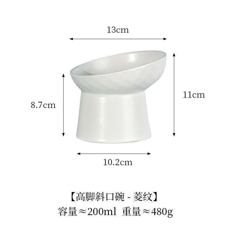 Raised Diamond Pattern Slant Rim Pet Bowl Cat Bowl Dog Bowl Neck Support Dog Dish Water Bowl for Pets