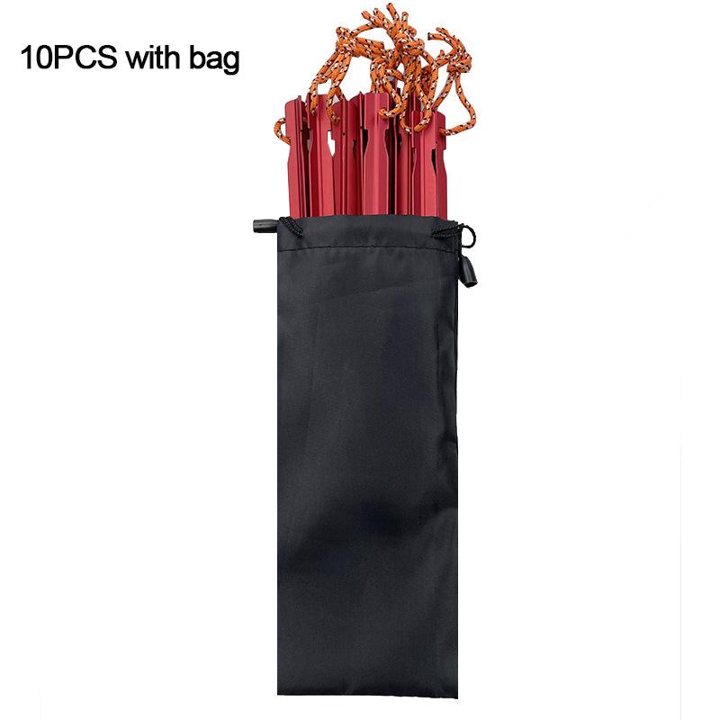 

Колышки для палатки 18 см, алюминиевые колышки для палатки, гвозди со светоотражающей веревкой, оборудование для кемпинга и пешего туризма, аксессуары для палаток 10PCS Red with bag