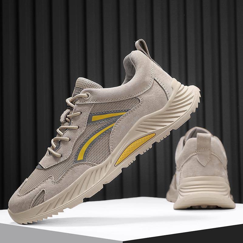 Casual Shoe Genuine Leather Breathable Comfortable Mesh Shoes High Quality Non-Slip Rubber Leisure Shoes Men Thick Sole Sneakers