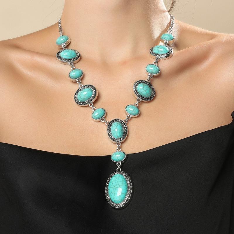 Retro Ethnic Style Alloy Collarbone Chain Hollow Flower Creative Necklace Bohemian Hanfu Ancient Clothing Neck Chain Necklace