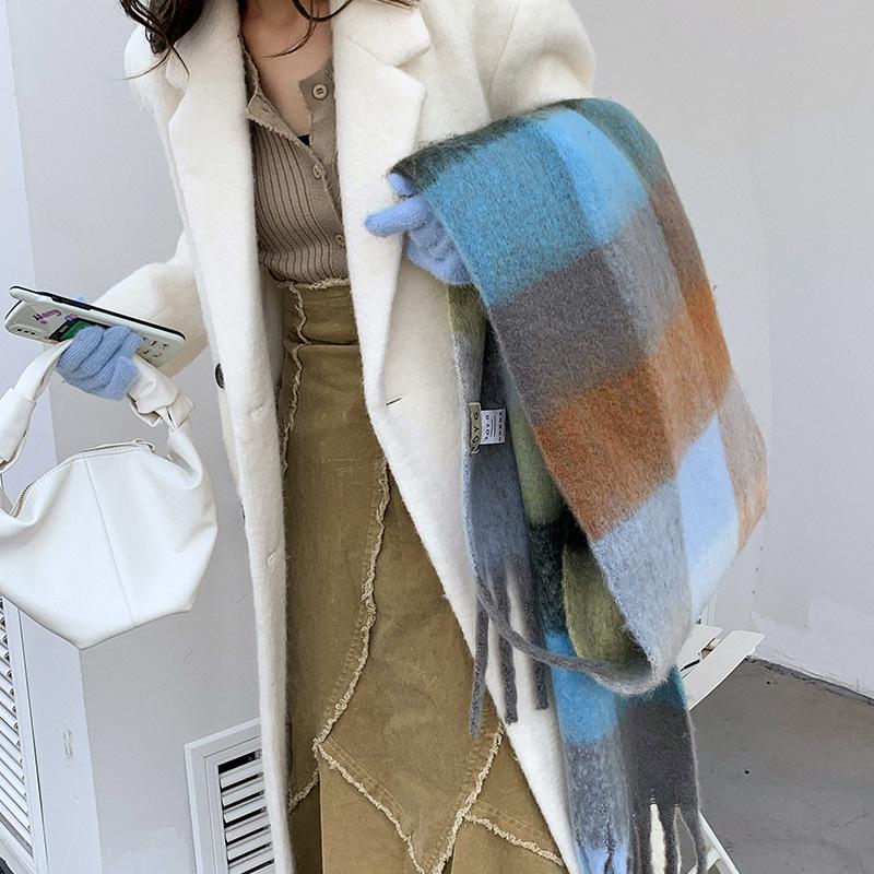New Autumn and Winter Imitation Cashmere Scarf Women's Thickened Warm Scarf White Tassel Medium and Long Versatile Scarf Scarf Scarf
