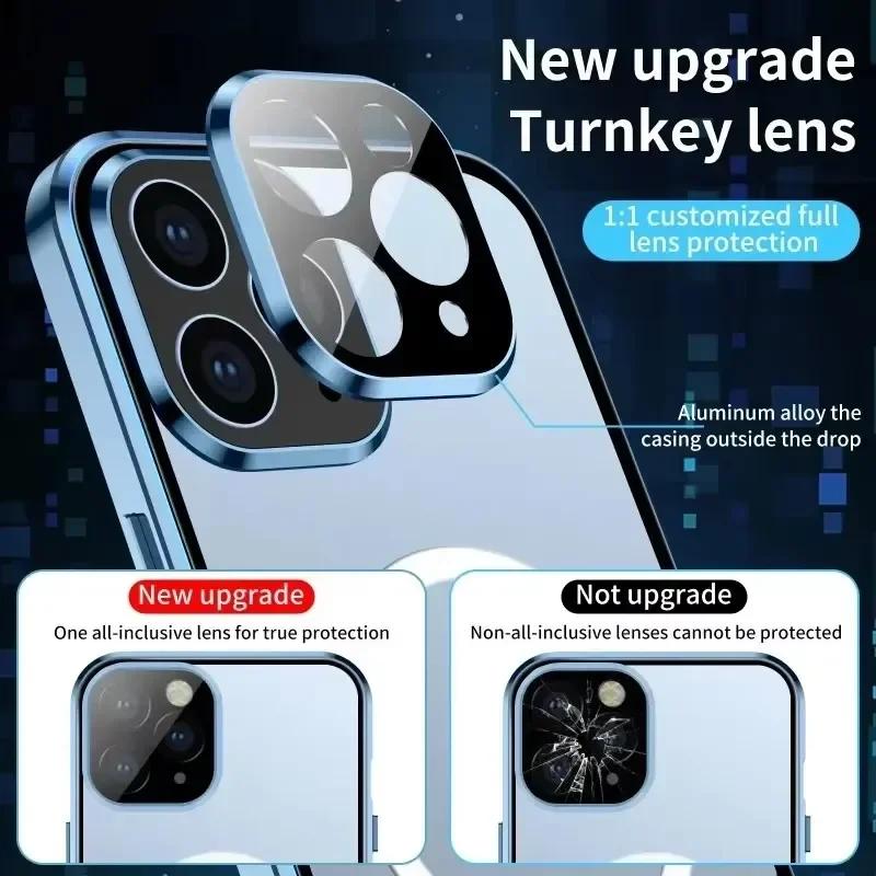Metal Magnetic Double-Sided Buckle Case For For Iphone 16 1 14 Plus 13 12 Pro Max 16E Lens Protection Full Cover Shockproof