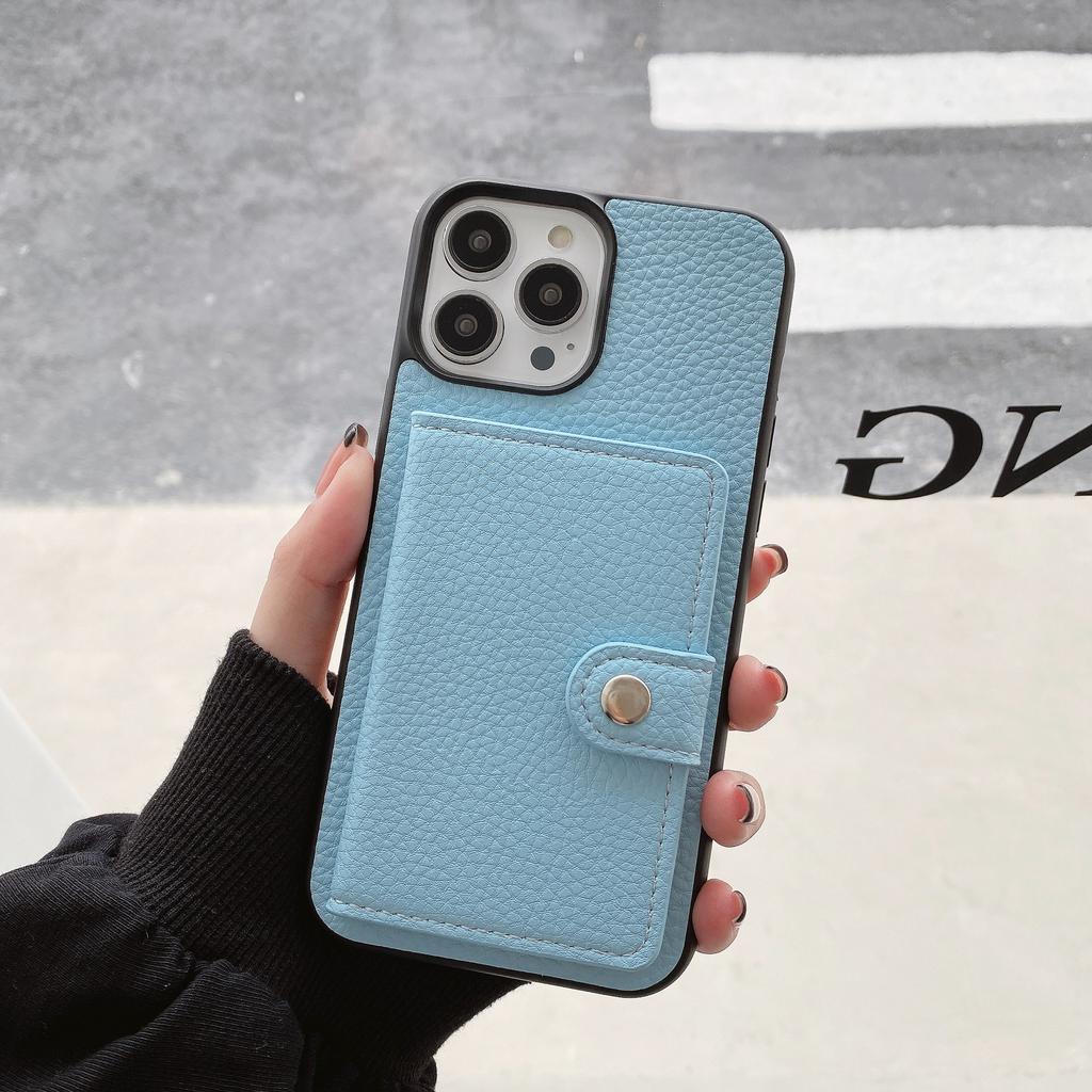 Applicable To Apple 14promax Mobile Phone Case iPhone13 Pro Lychee Pattern Left and Right Open Card Mobile Phone Case 12 Tide