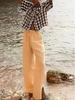 2026 Spring/Summer Women's Retro Loose Plaid U-neck Short-sleeve Shirt