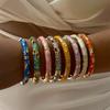 Ethnic Style Luxury Multicolor Enamel Flower Bracelets For Women Gold Color Leaf Floral Cloisonne Bangle Bohemia Charm Jewelry