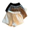 Plüsch-Shorts mit hoher Taille und weitem Bein für Damen Winter 2025