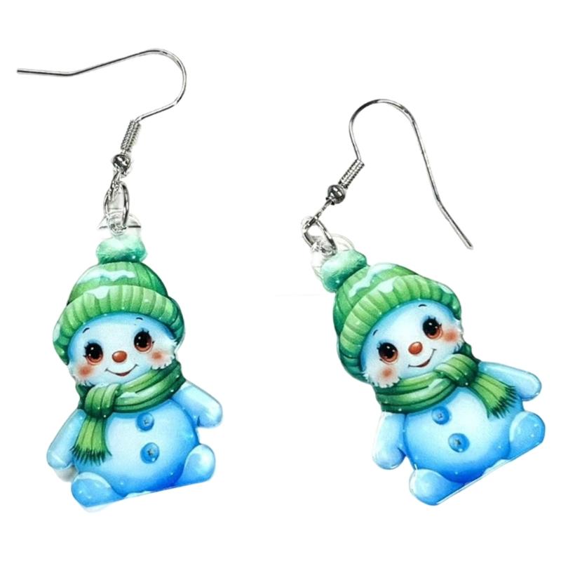 Stylish Snowman Ear Jewelry Acrylic Texture Party Earrings Fashion Geometric Pendant Accessories for Party and Daily