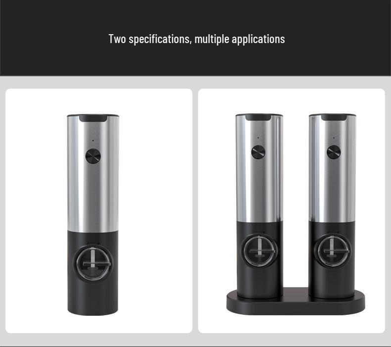 Râșniță Electrică pentru Piper și Sare de Mare - Sticlă de Uz Casnic Neagră