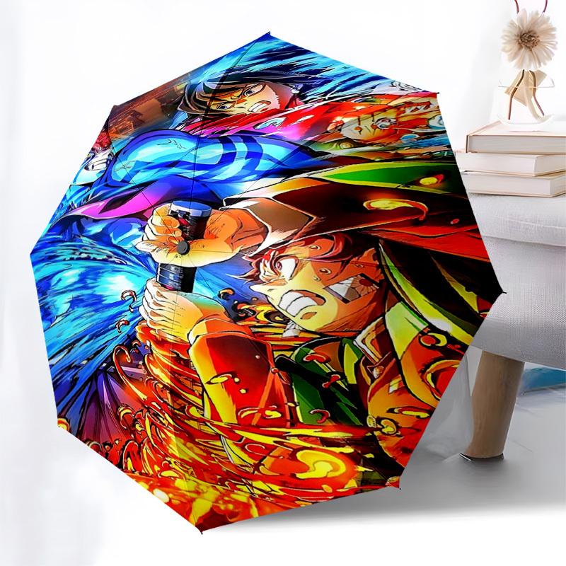 

1pc Christmas Santa Claus Automatic Opening Closing Umbrella, Portable 3-Fold Design, 8-Rib Iron Frame Outdoor Umbrella, Festive Gift for Fans, Travel