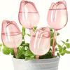 5PCS Plastic Pink Tulip Plant Watering Balls Narrow Outlet Design for Prolonged Dropping Suitable for Indoor and Outdoor Plants