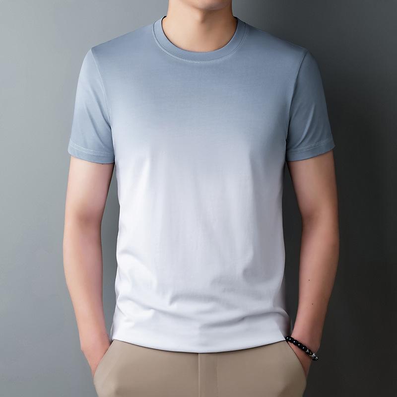 

Летняя новая популярная повседневная дышащая тонкая мужская футболка с короткими рукавами и круглым вырезом для людей молодого и среднего возраста 4XL синий