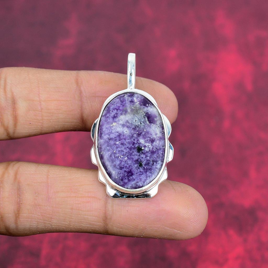 Lepidolite Gemstone Pendant, 925 Solid Sterling Silver Pendant Handmade Antique Jewelry, Gift For Mother