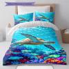 Colorful Sea Turtle Pattern Bedding Set Quilt Cover Pillowcase Home Decor Gift (1 * Duvet Cover + 2 * Pillowcase, Without Core)