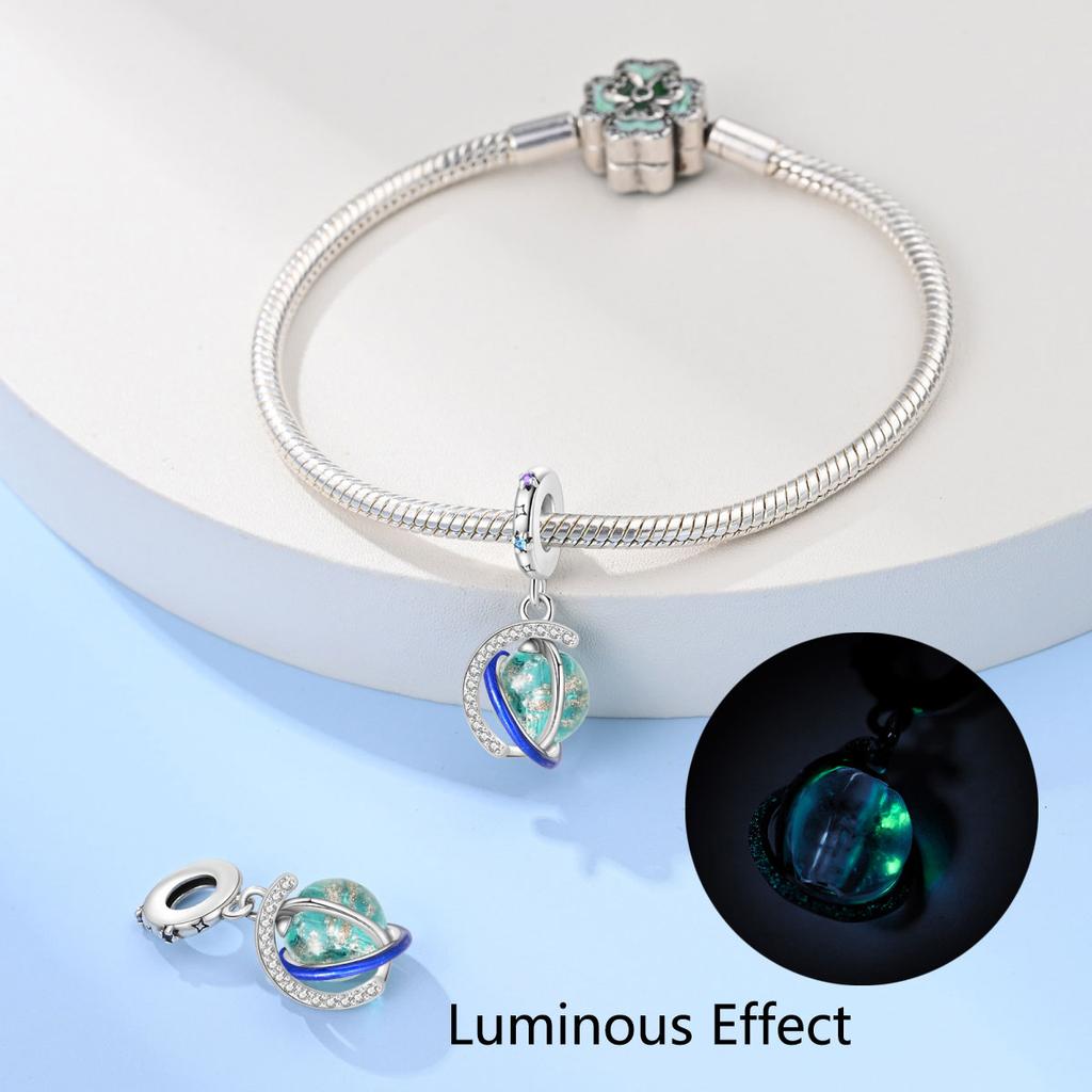 Charm Bead Charms Plata Originales Luminous Spaceship Bead Charms for Charm Bead Charms copper Bracelets Bead Charms Jewellery Making Womens Gift
