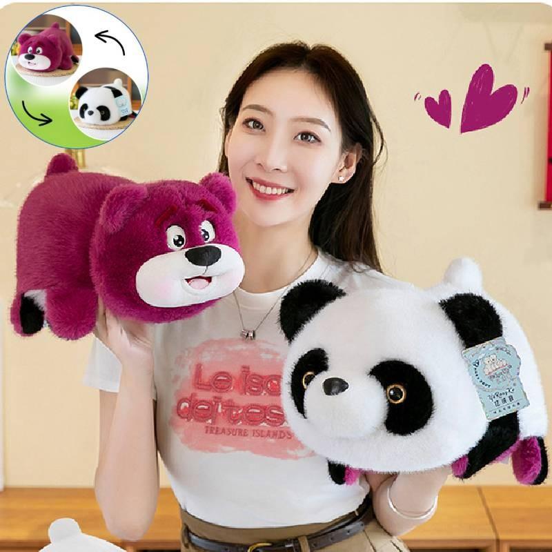 Creative Reversible Panda Plush Toy Soft Adorable Unicorn Pillow For Girls Birthday Gift