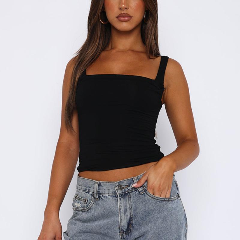 New Women Tops Summer Solid Sexy Tank Top Backless  Casual Slim Camisole Sleeveless Fashion Folds Vest Lady Clothing