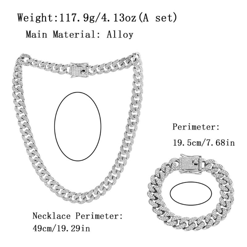 Elegant Necklace Sparkling Full Rhinestones Bracelet Alloy Texture Suitable for Evening Parties and Everyday Charm