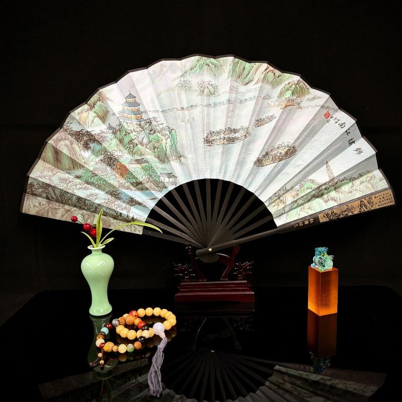 10inch Chinese Style Silk Fan Folding Fan Wedding Fan Art Gifts Dance Hand Vintage Bamboo Folding Home Decorative
