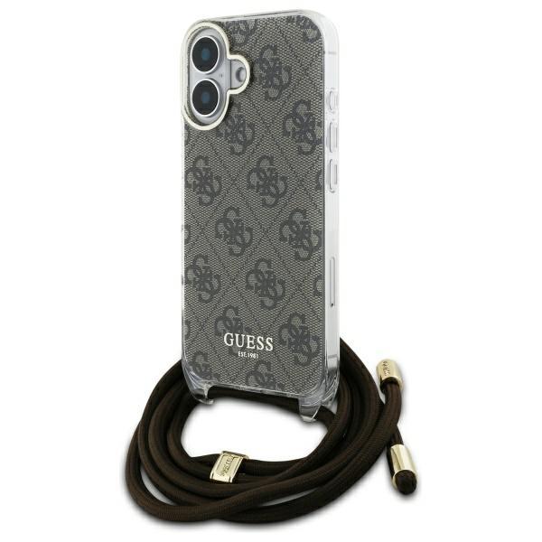 Guess Guhcp16Shc4Sew Iphone 16 6.1      Brązowy/Brown Hardcase Crossbody Cord 4G Print