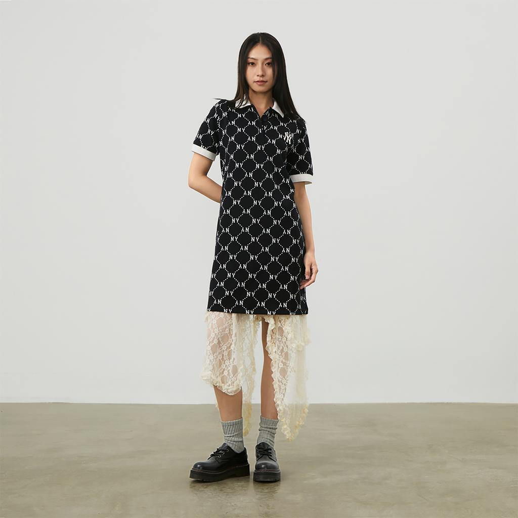 New MLB New York Yankees SS24 Short Sleeved Dress Women's Black 3FOPM0443-50BKS