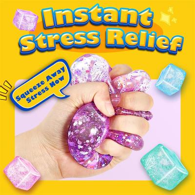 1 ST Langzaam Rijzende Glitter Gel Bal Kubus Sensorisch Knijpspeelgoed Squishy Fidget Speelgoed voor Kinderen Volwassenen Stressverlichtende Ballen Cadeaus