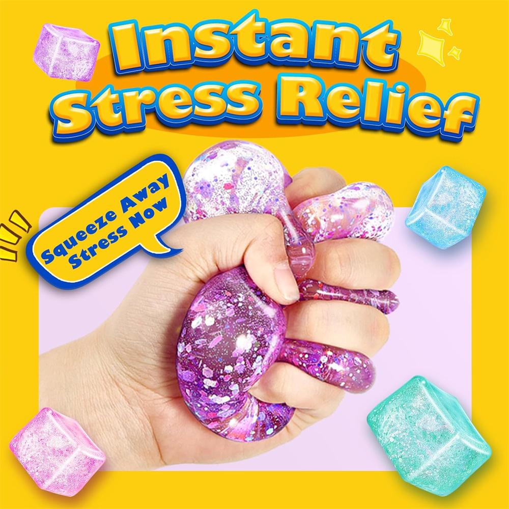 1PZ Cubo Sfera Gel Glitter Lenta Risalita Giocattolo Sensoriale da Spremere Squishy Fidget Toys per Bambini Adulti Palline Antistress Regali