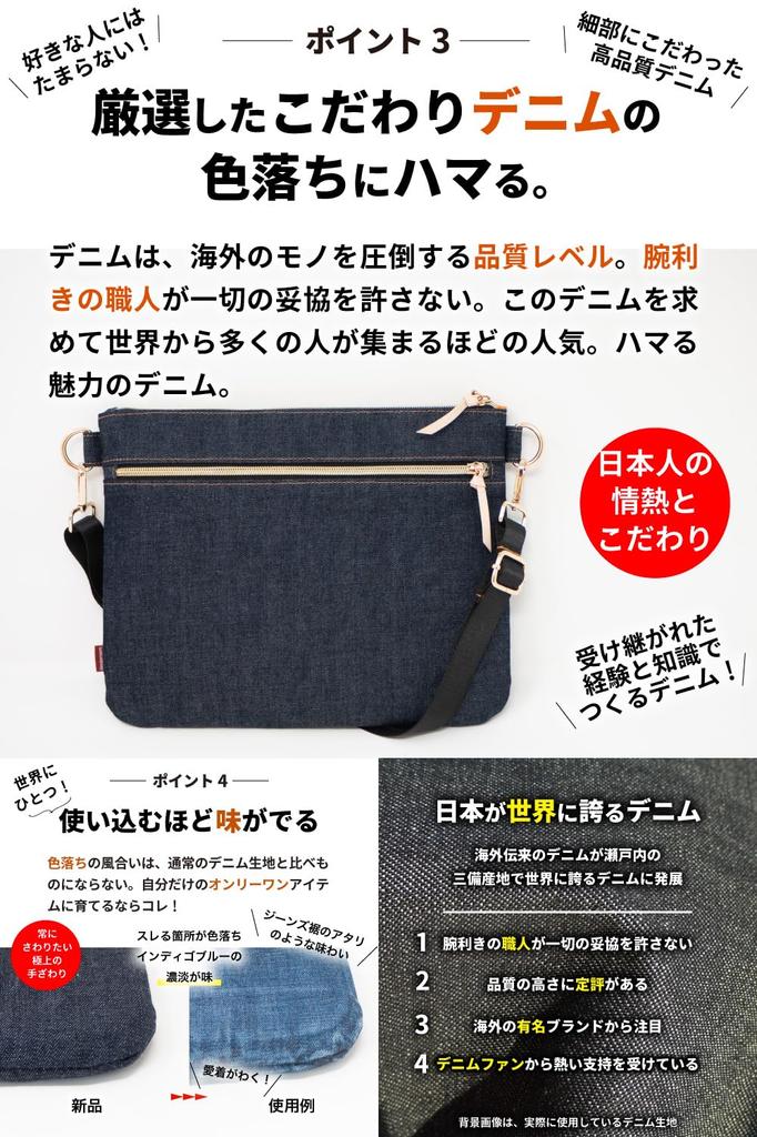 need network Proud Denim Sacoche Shoulder Bag for Indigo Blue - Japan's Men, Lightweight, Crossbody,