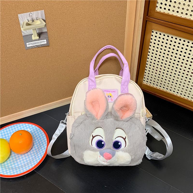 

Трансграничный детский рюкзак с плюшевой куклой-животным: Двусторонняя сумка кроссбоди большой вместимости серый