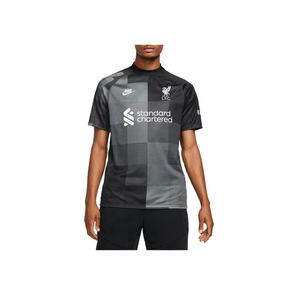 Nike Liverpool Fan Edition Sport Breathable Colorblock Short Sleeve Soccer Jersey Men Tops Black Grey DB2559-011