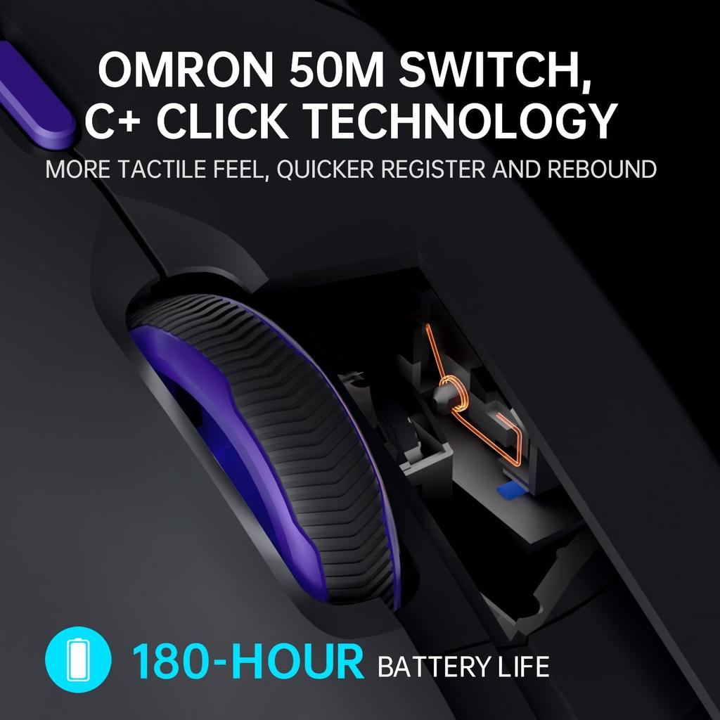 RAPOO VT9PRO4K Wireless Gaming Mouse, 26000DPI, 4K Polling, PAW3398 Sensor, Optical Mouse, 10 Programmable Buttons, 68g Lightweight, 180 Hours of