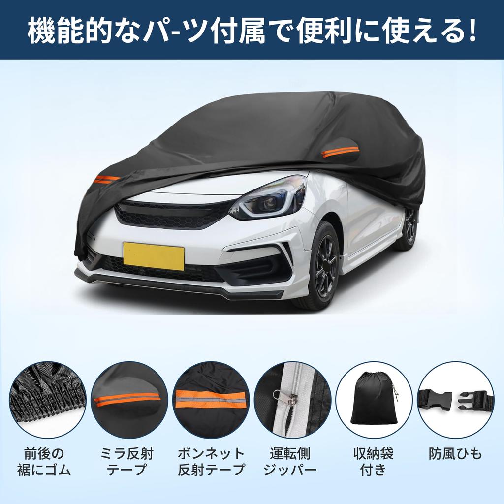 X AUTOHAUX Car Body Cover for Honda Fit New Waterproof Fabric Construction Lightweight Easy to Use for Fleece Lined Protects Paint Surface Side of