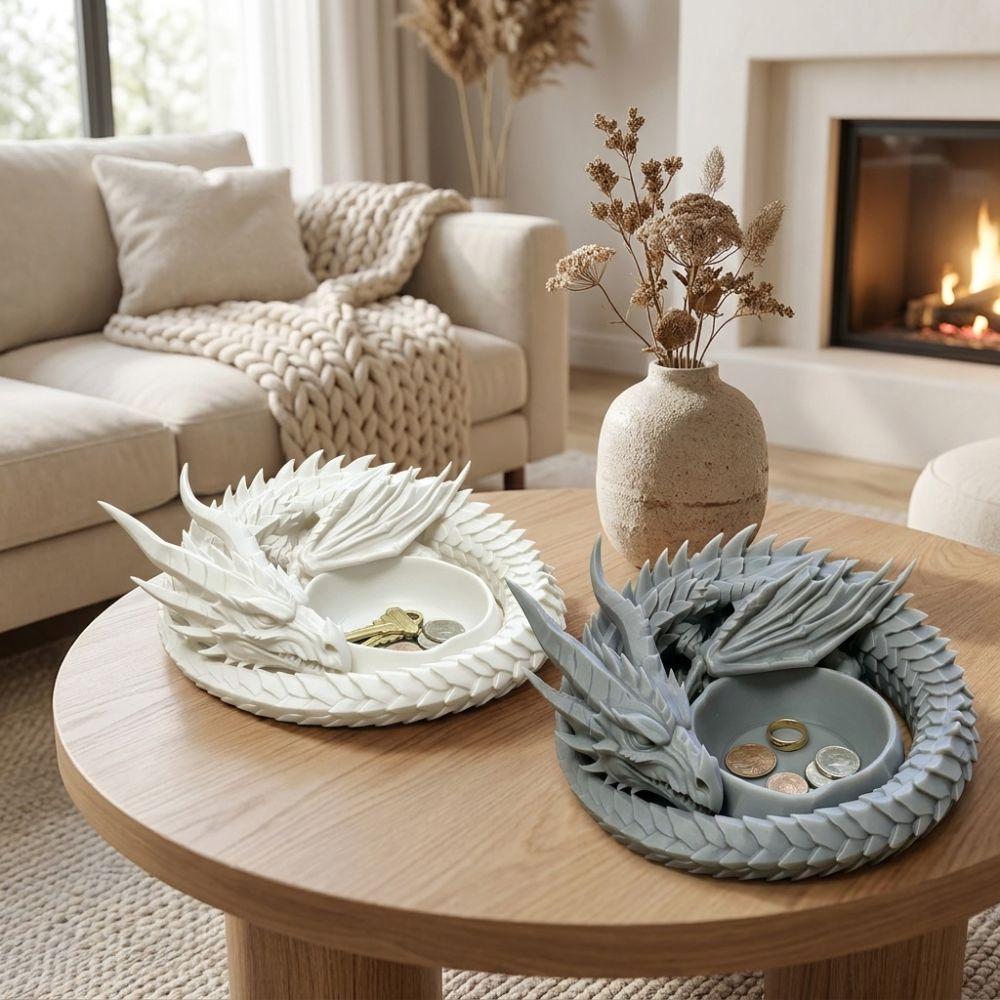 Gotische 3D-geprinte Drakenbakje Decoratieve Sleutelhanger Opbergdoosje Cadeau voor Drakenliefhebbers