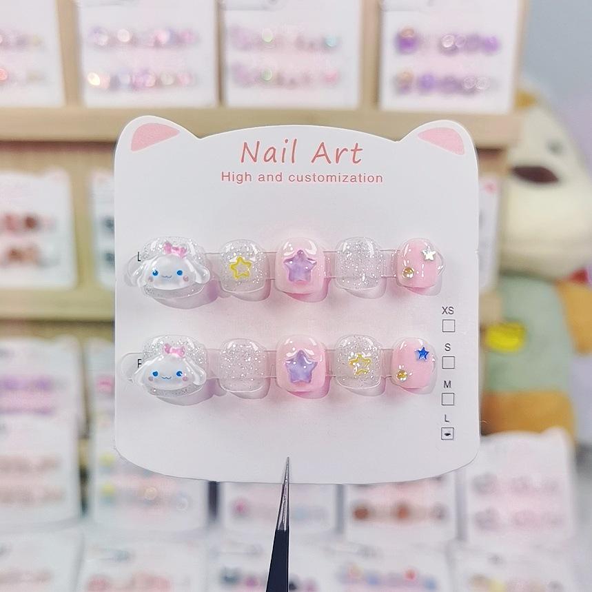 Handmade Kids Wearable Cinnamoroll Nail Art for Girls (Ages 3-12) - Cute Cartoon Design