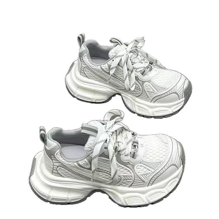 European Goods Popular Locomotive Fried Street Dad Shoes 2025 Spring and Summer New Muffin Thick-soled Lace-up Versatile Casual Sports Shoes