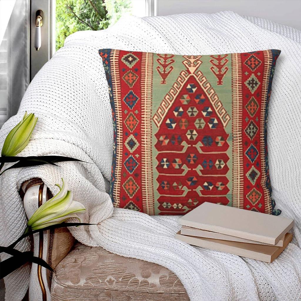 Antique Turkish Carpet Kilim Print Square Pillowcase Pillow Cover Cushion Zip Decorative Comfort Throw Pillow for Home Sofa