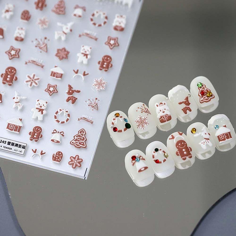 Nail Art Decoration Christmas Nail Stickers DIY Nail Charms Christmas Nail Decals Colorful   Girls