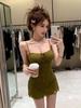Spicy Girl Sexy Spaghetti Strap Mini Dress - Slim Fit, Hip-Hugging, Waist-Cinched for Spring 2026