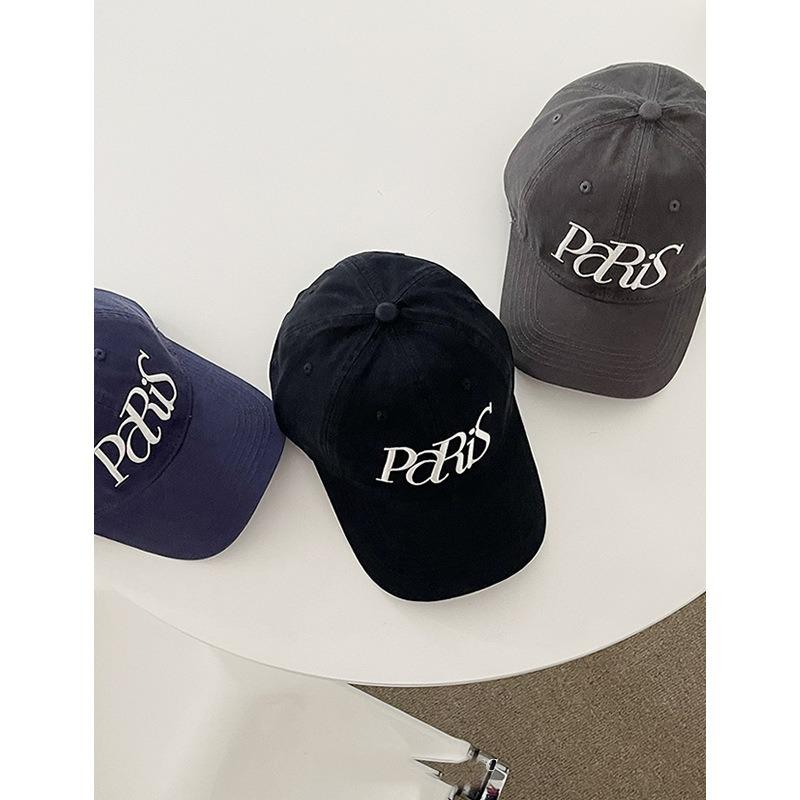 New retro baseball cap women's summer big head circumference wide brim showing face small simple letter embroidered cap