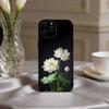 E-Emerald W-White Lotus Phone Case For iPhone 17,16,15,14,13,12,11 Plus,Pro Max,XS,Soft Silicone Black Cover