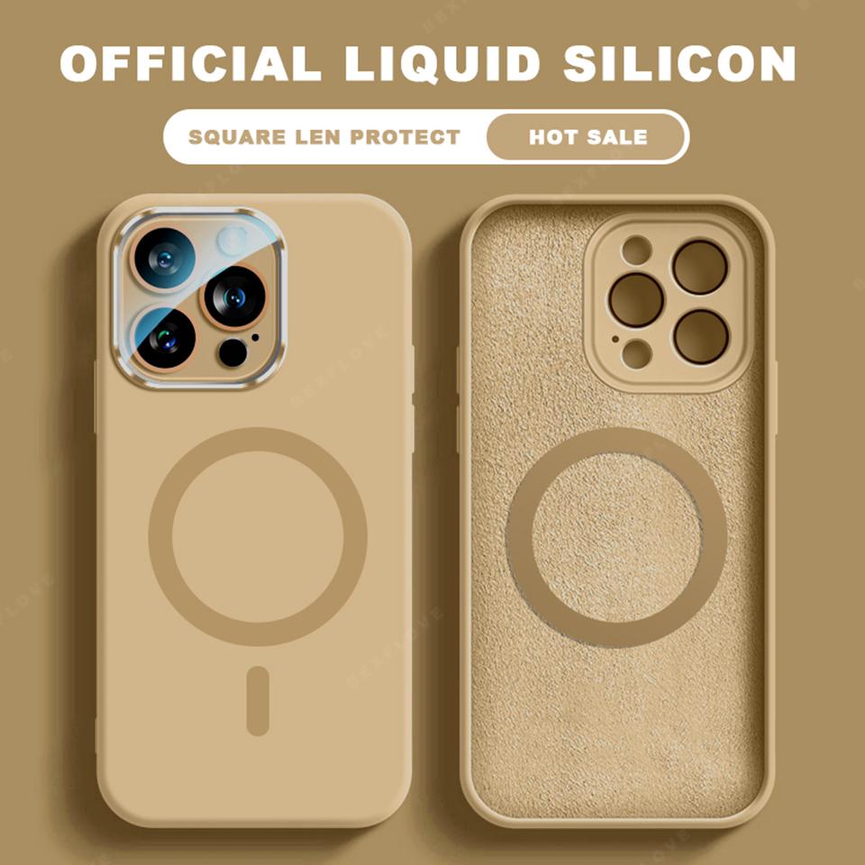 Liquid Silicone Magnetic Phone Case For iPhone 15 14 16 Plus 11 12 13 16 Pro Max Magsafe Wireless Charge Protector Soft Cover