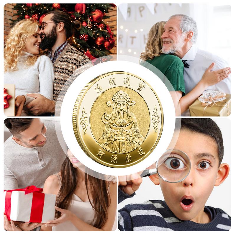 Money And Treasures Will Be Plentiful Lucky Badge Chinese Style May Wealth Come Generously To You God Of Wealth Gold Coin